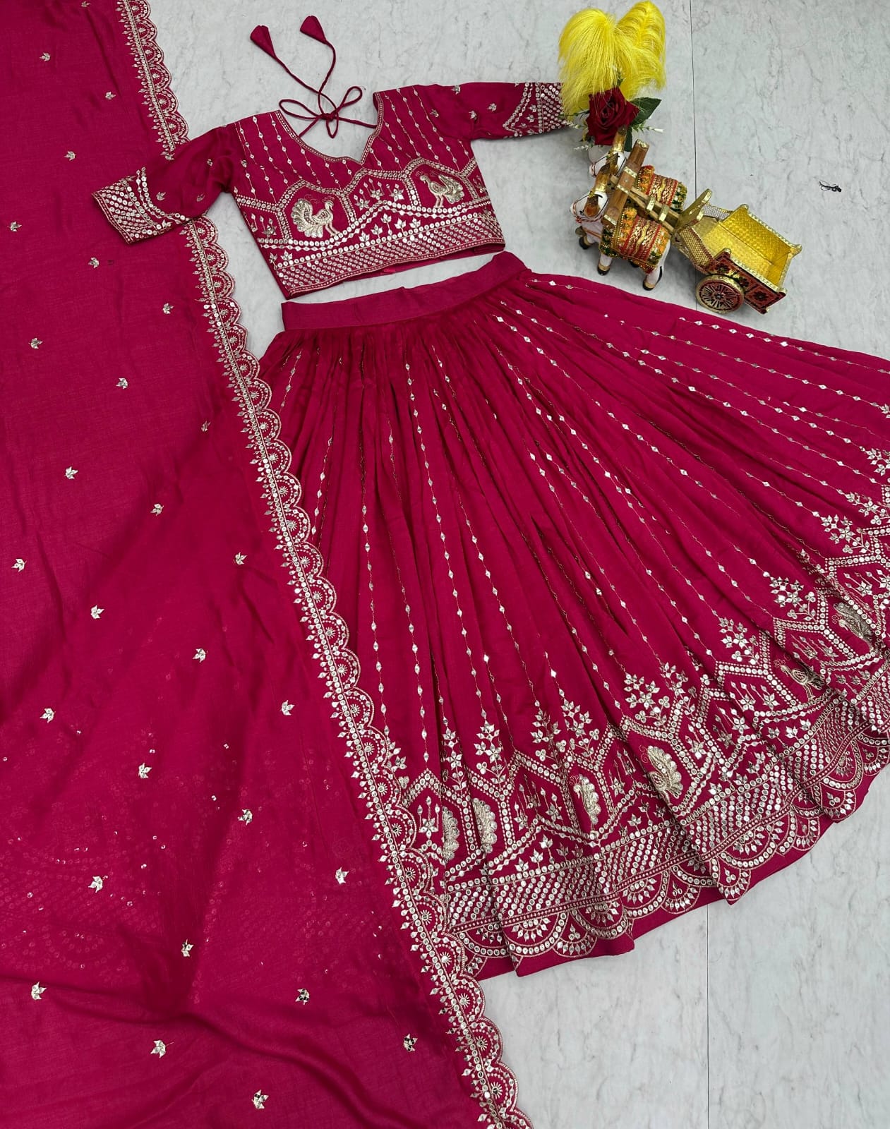 Rani Pink Ready to Wear Designer Bridesmaid Lehenga choli With Dupatta