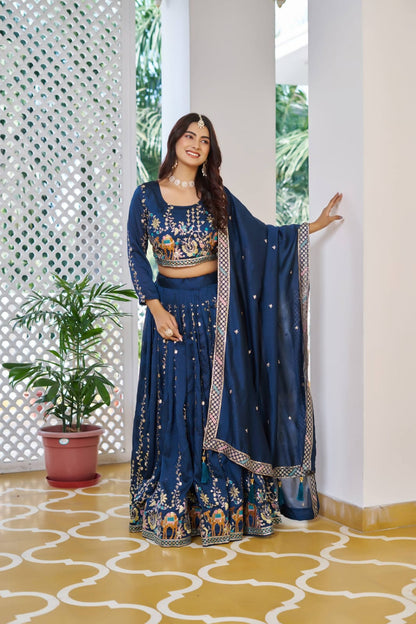 Navy Blue Ready to Wear Designer Bridesmaid Lehenga choli With Dupatta