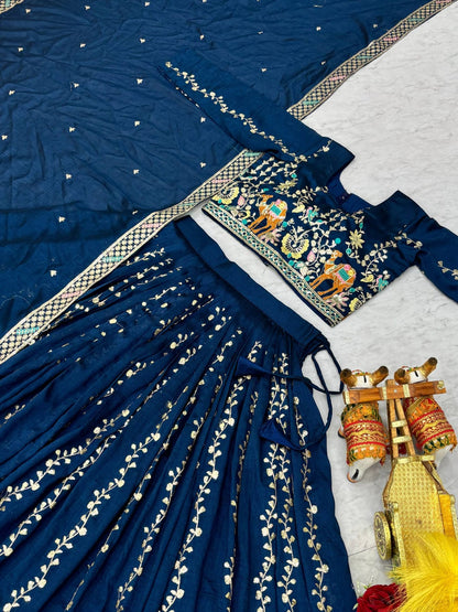 Navy Blue Ready to Wear Designer Bridesmaid Lehenga choli With Dupatta