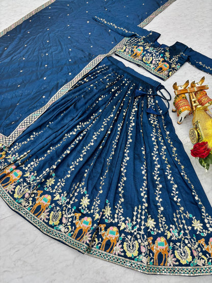 Navy Blue Ready to Wear Designer Bridesmaid Lehenga choli With Dupatta
