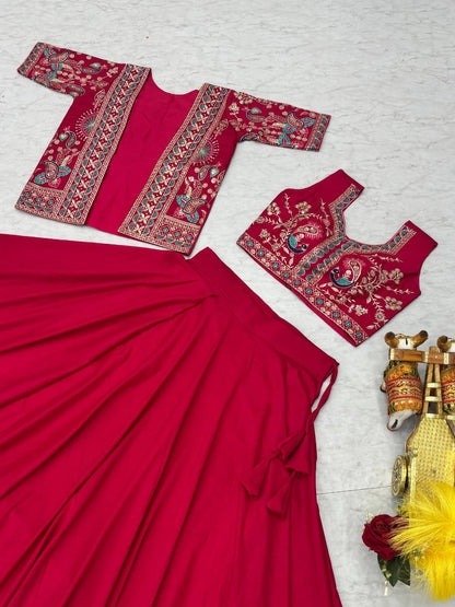 Ready-to-Wear Navy Blue Vichitra silk Indo-Western Lehenga with Embroidered Peplum Koti Blouse