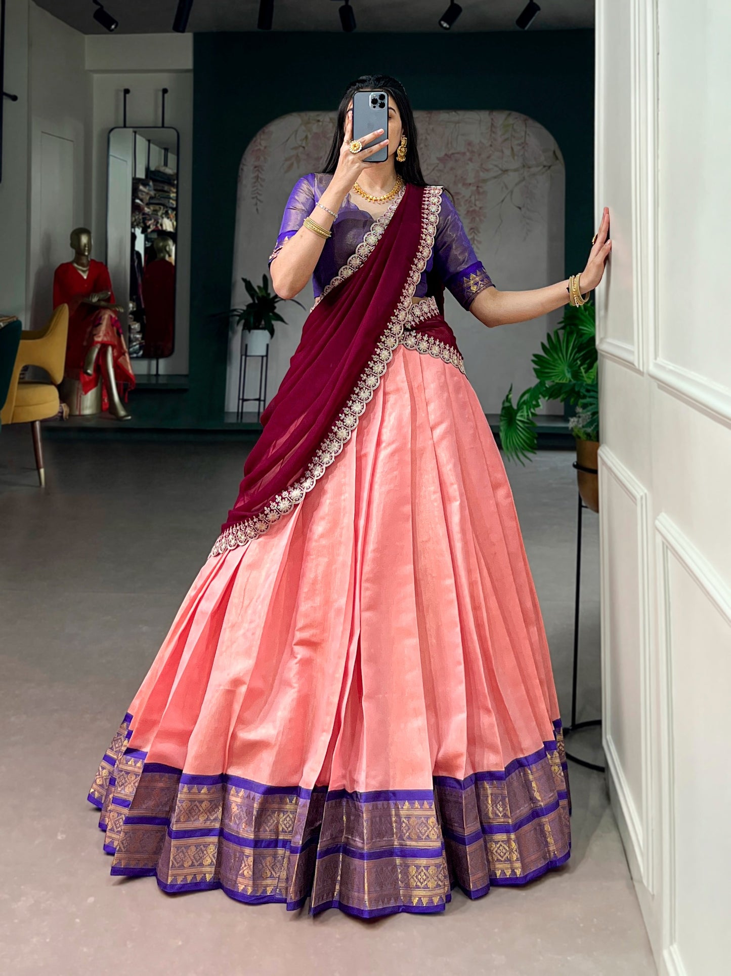 Kanchipuram Zari Weaving Lehenga Choli