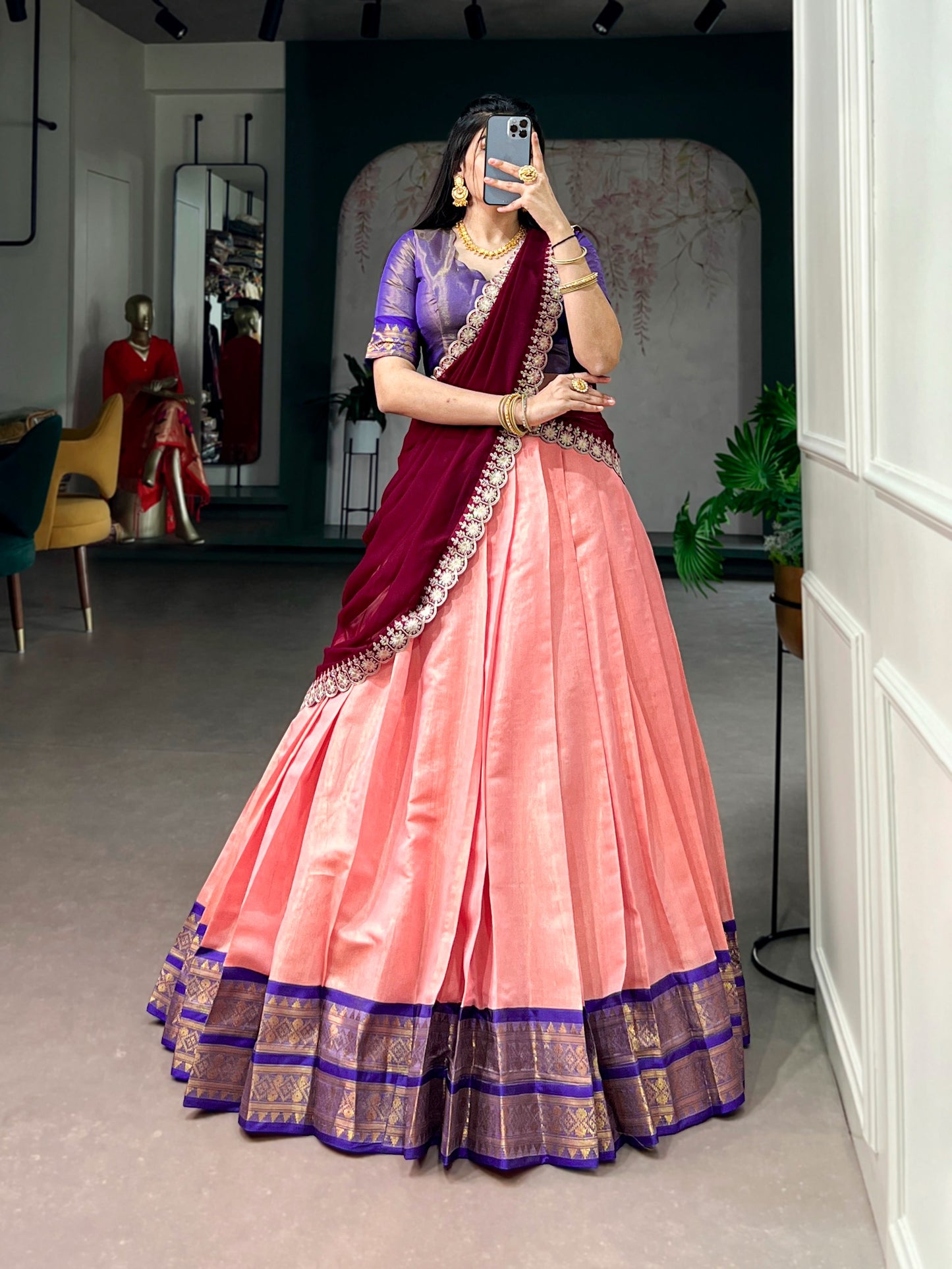 Kanchipuram Zari Weaving Lehenga Choli