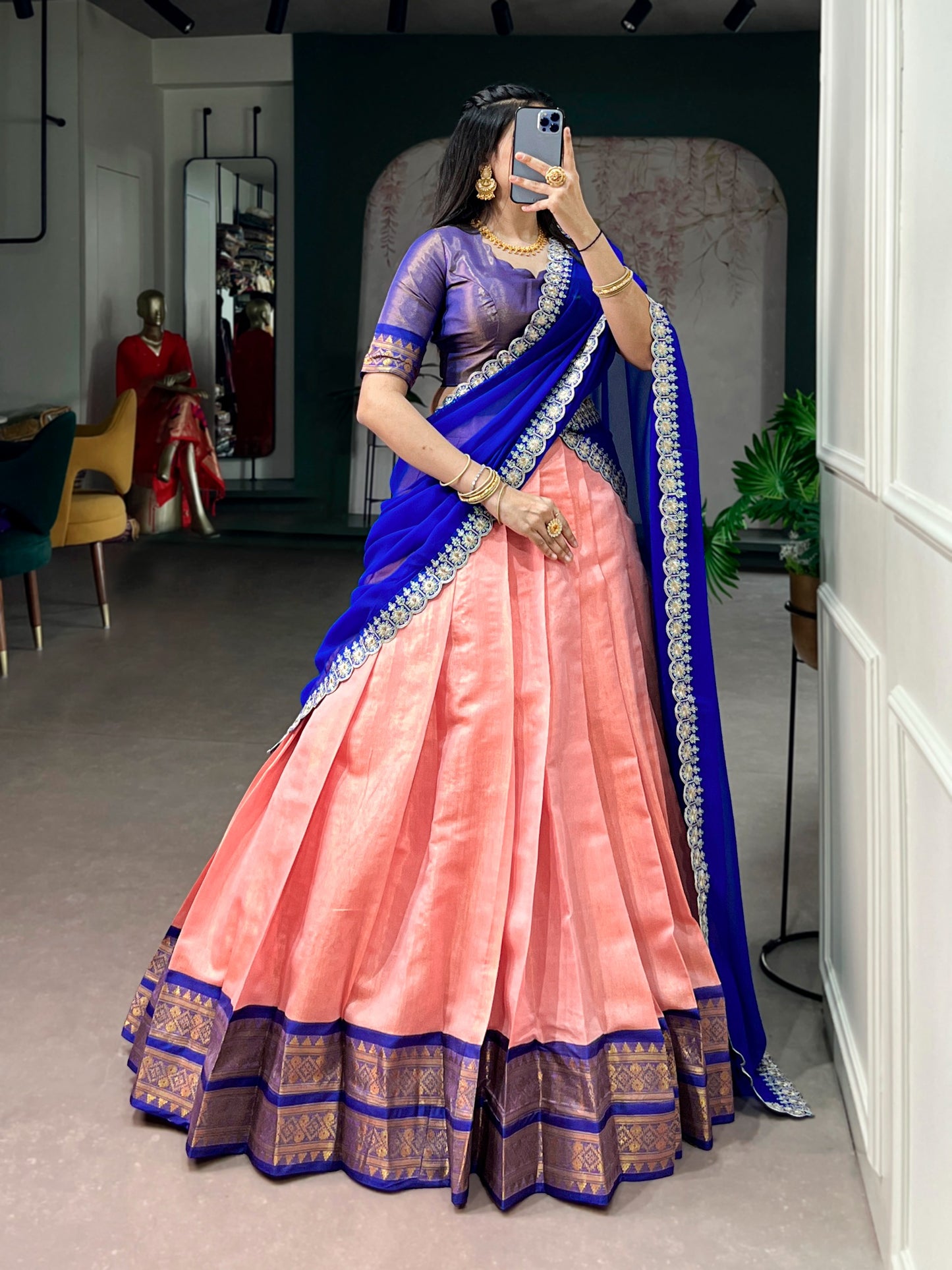 Kanchipuram Zari Weaving Lehenga Choli
