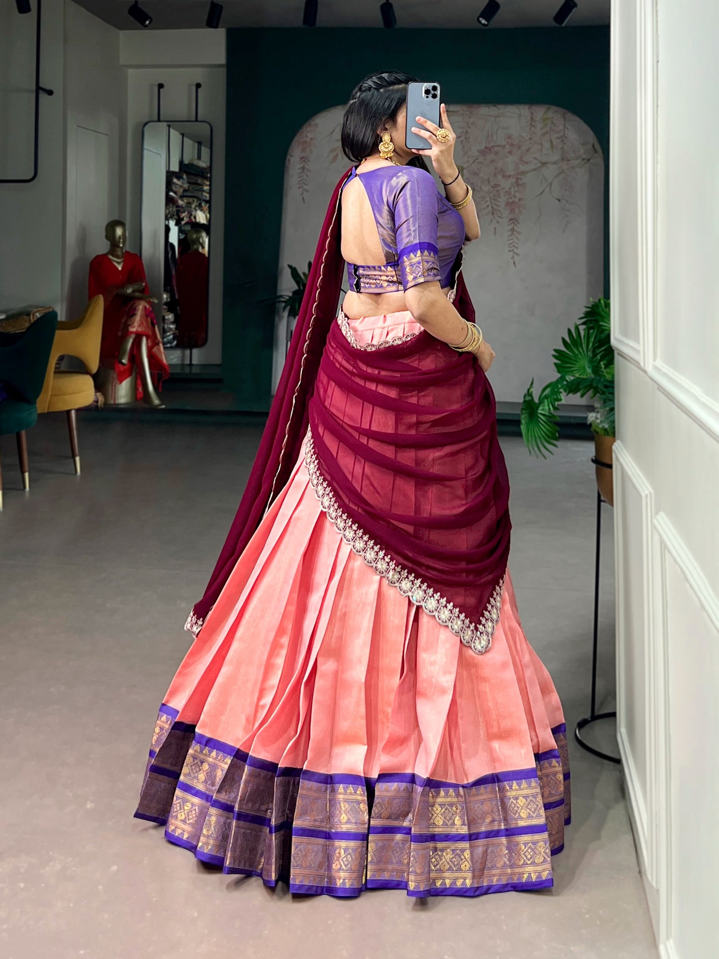 Kanchipuram Zari Weaving Lehenga Choli