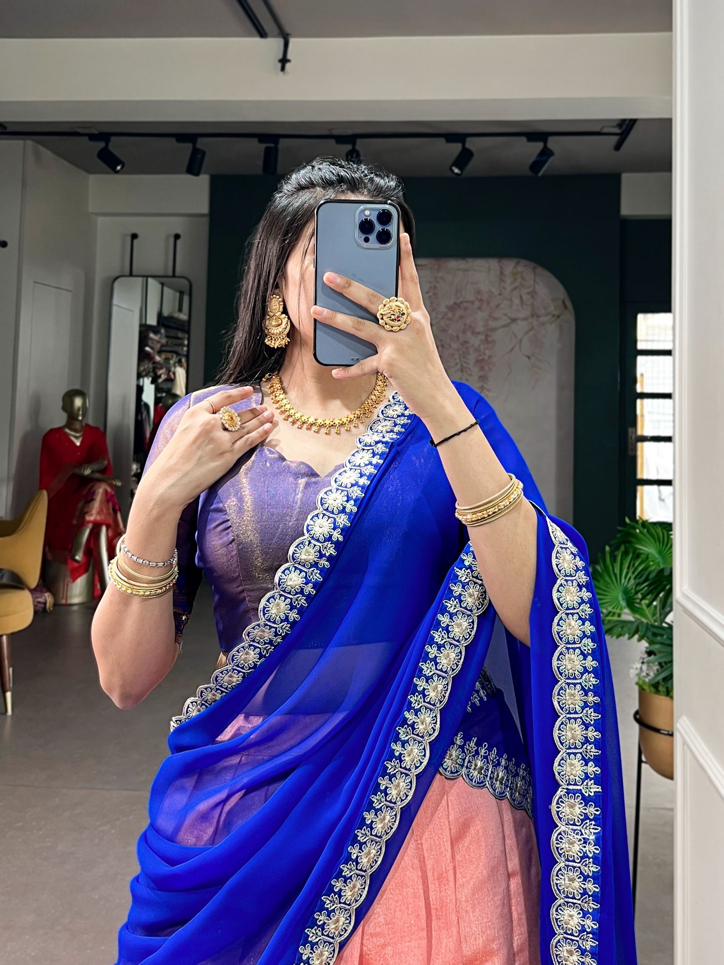 Kanchipuram Zari Weaving Lehenga Choli