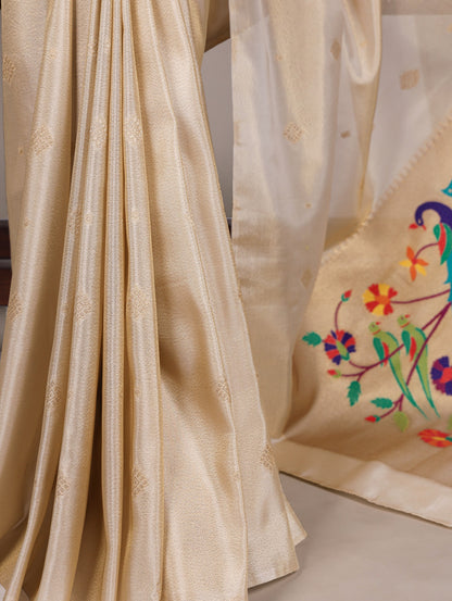 Tissue Silk Paithani Saree with Unstitched Blouse