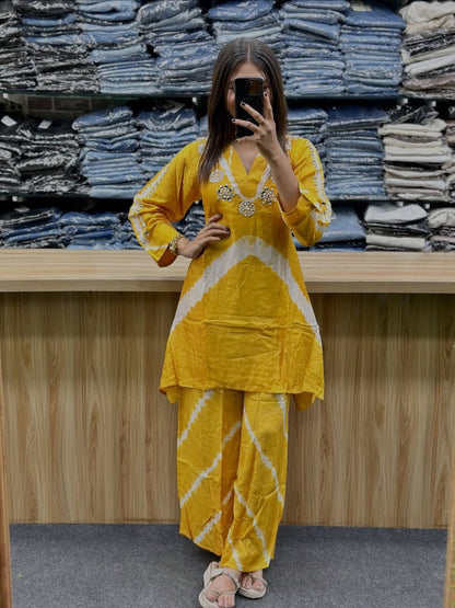 Premium Burbary Silk With Handwork Nack CORD SET Set