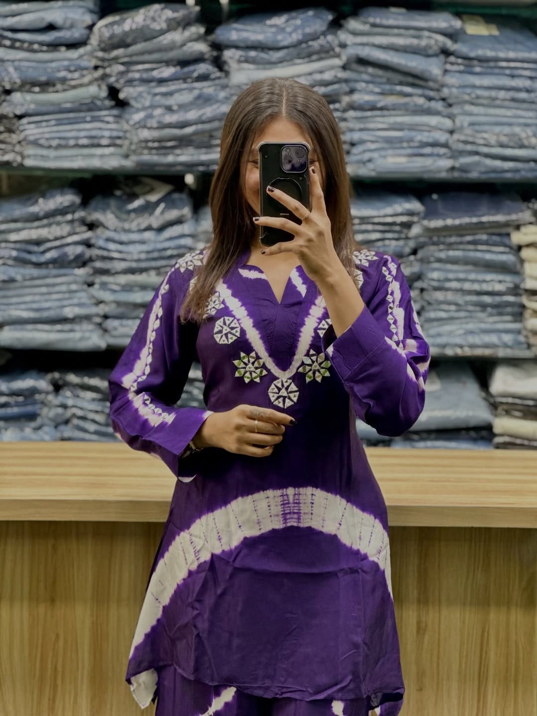 Premium Burbary Silk With Handwork Nack CORD SET Set
