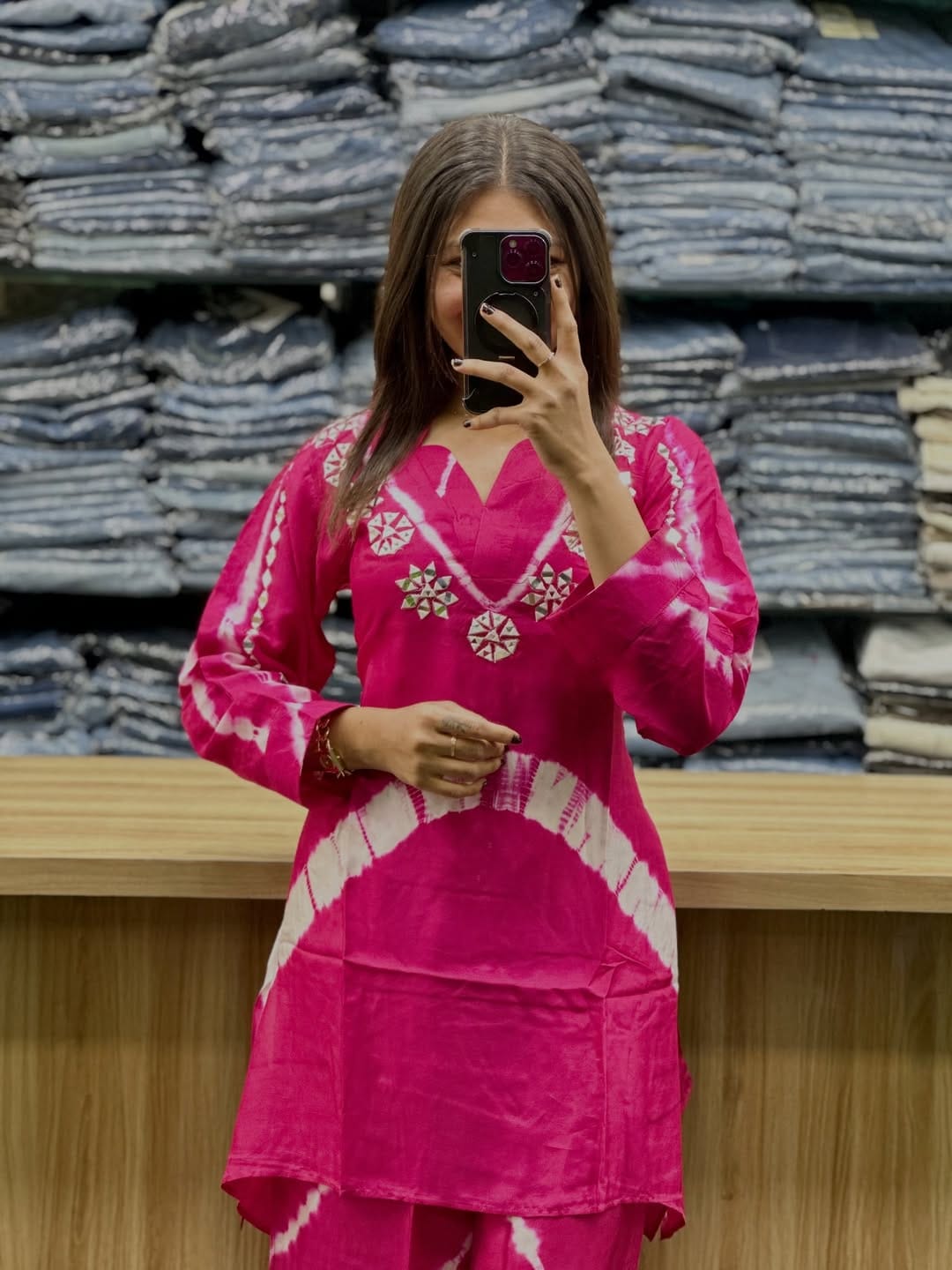 Premium Burbary Silk With Handwork Nack CORD SET Set