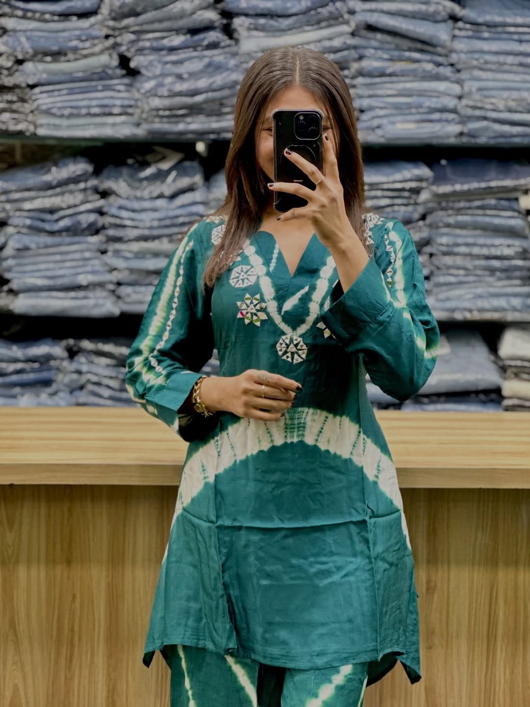 Premium Burbary Silk With Handwork Nack CORD SET Set