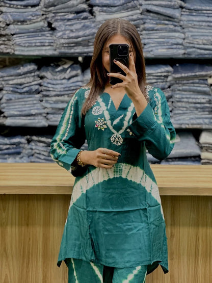 Premium Burbary Silk With Handwork Nack CORD SET Set
