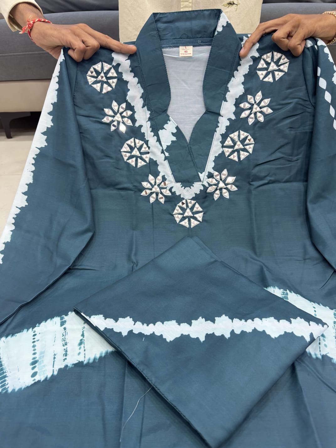 Premium Burbary Silk With Handwork Nack CORD SET Set