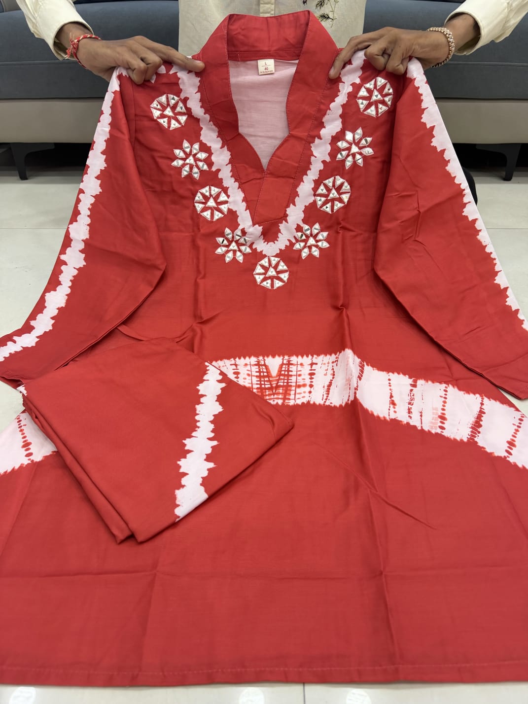 Premium Burbary Silk With Handwork Nack CORD SET Set