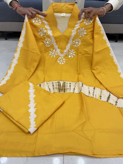 Premium Burbary Silk With Handwork Nack CORD SET Set