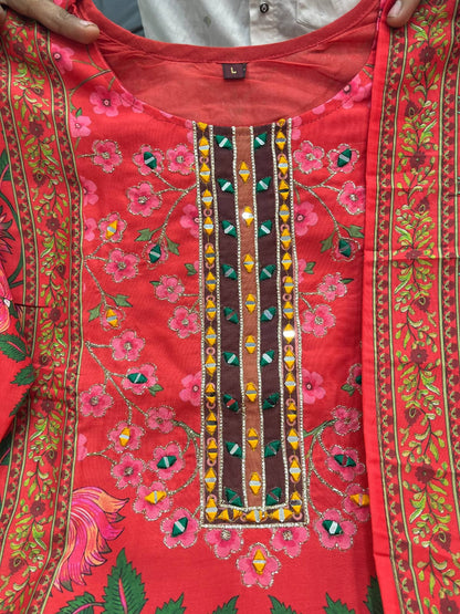 Premium Muslin Kurti Pant Dupatta Set