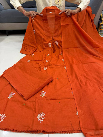 60x60 Cotton Kurti Set with Plazo & Dupatta