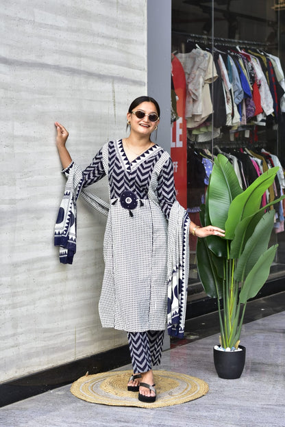 Summer Premium Cotton Kurti Pant with Dupatta