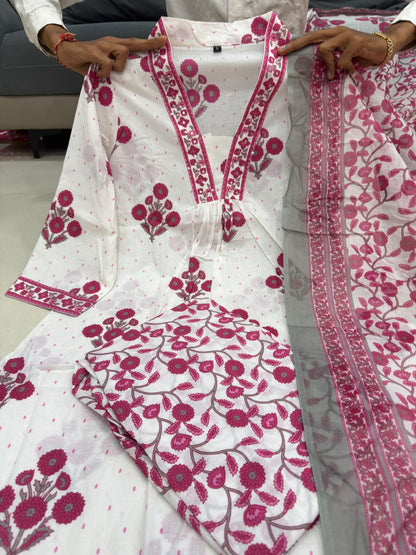 Summer Premium Cotton Kurti Pant with Dupatta