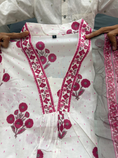 Summer Premium Cotton Kurti Pant with Dupatta