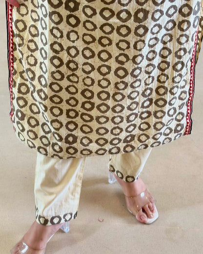 Elegant Ajrakh Print Kurti Set with Dupatta