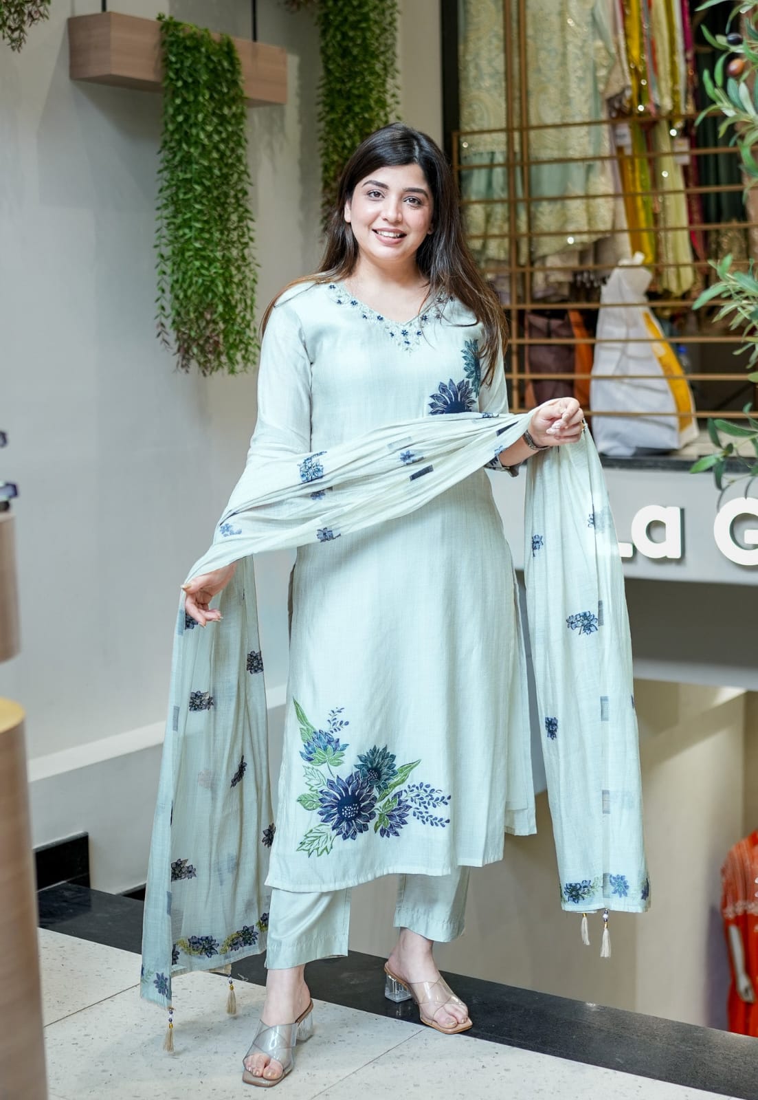 Elegant White Kurti Set with Dupatta