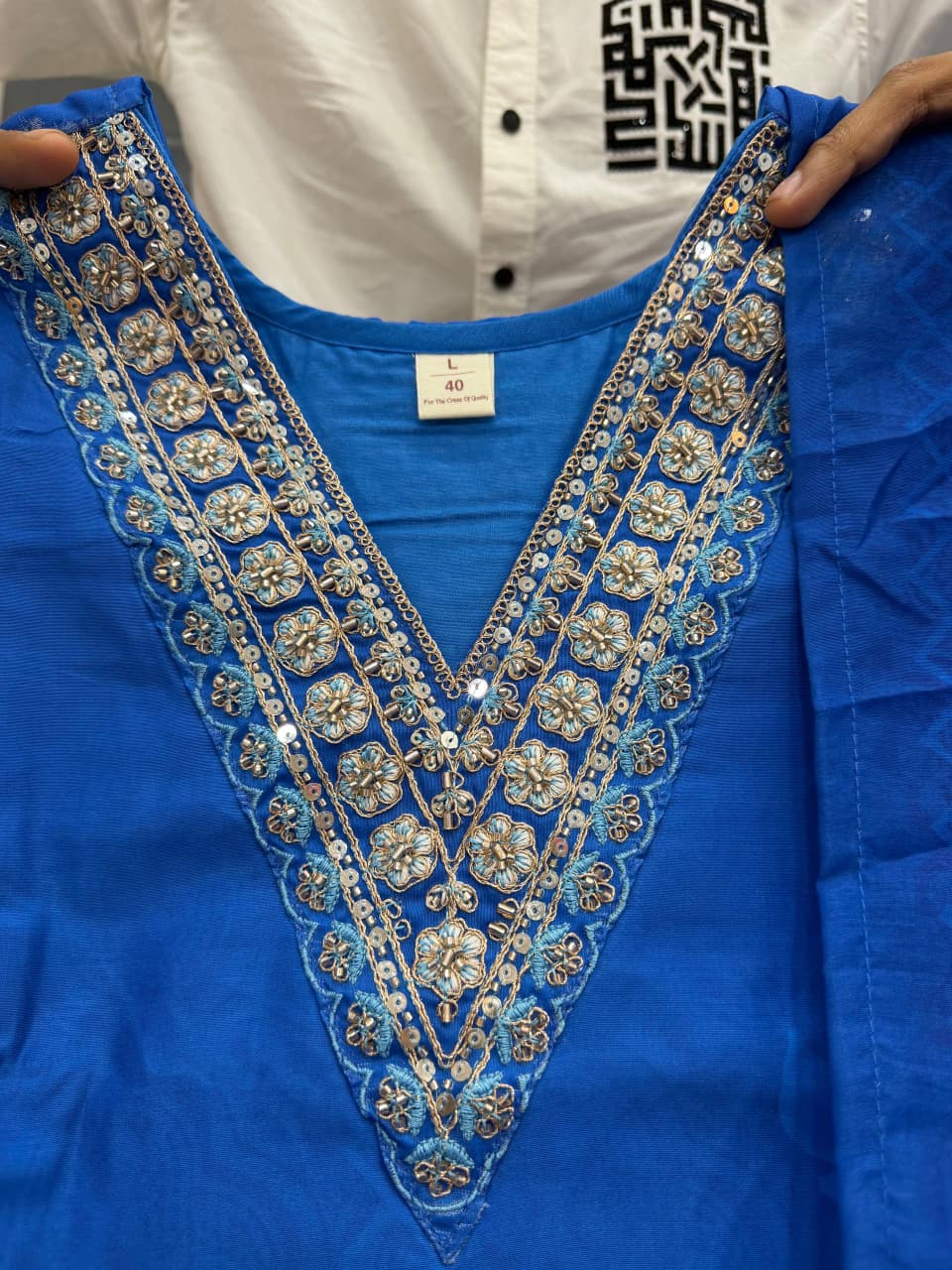 Premium Floral HAND WORKS  KitKat Silk Kurti Set with Dupatta