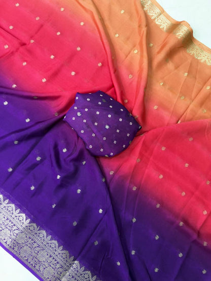 Multi Colour All Over Jari Butti Saree with Running Blouse