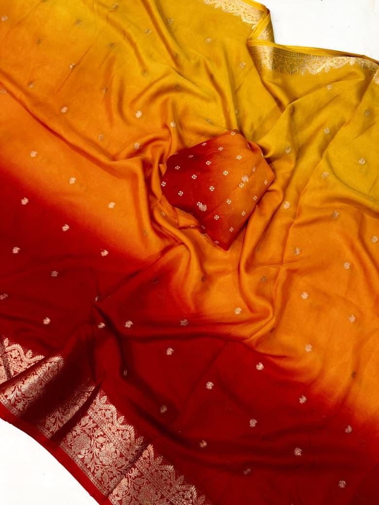 Multi Colour All Over Jari Butti Saree with Running Blouse