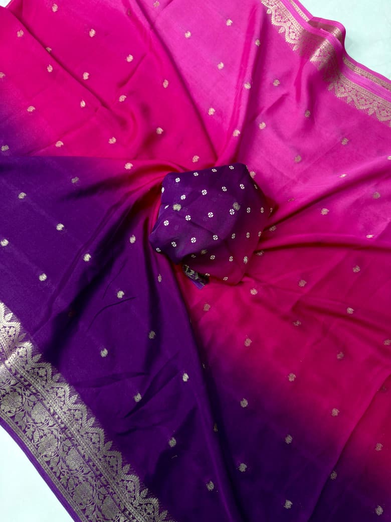 Multi Colour All Over Jari Butti Saree with Running Blouse