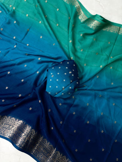 Multi Colour All Over Jari Butti Saree with Running Blouse