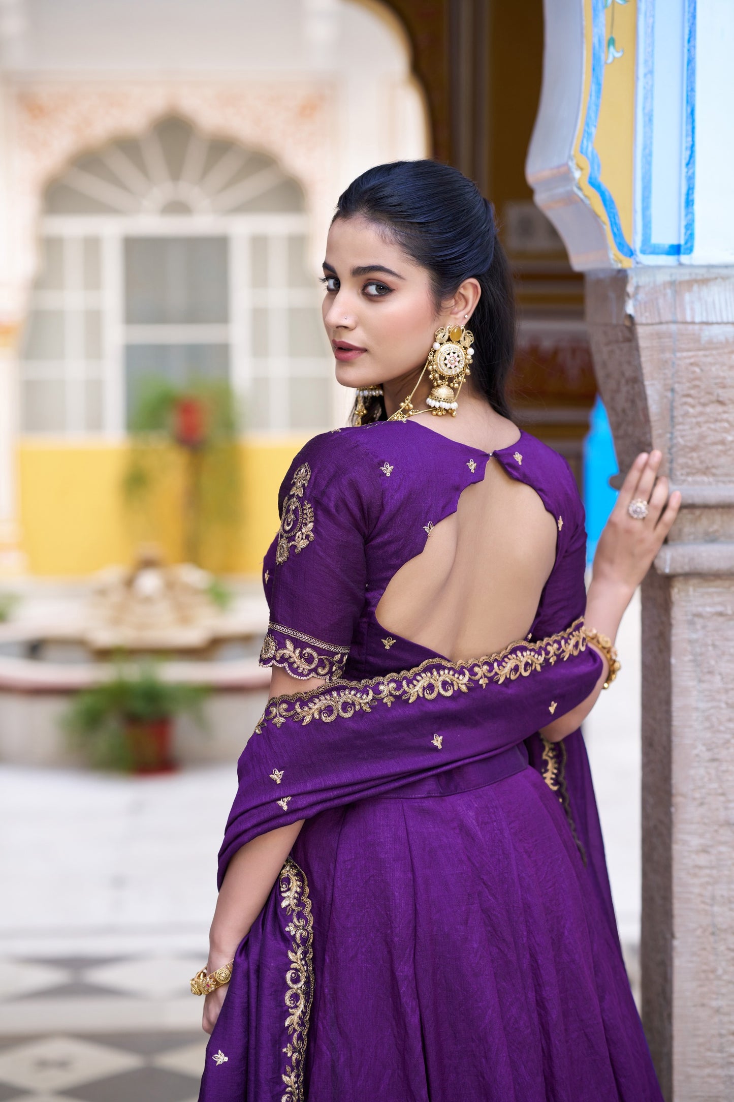 Purple NC Silk Wedding Wear Lehenga Choli with Dupatta