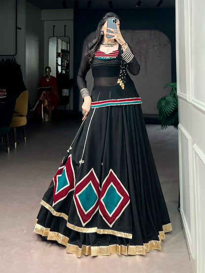 Black Colour Navratri Lehenga Choli with Tunic