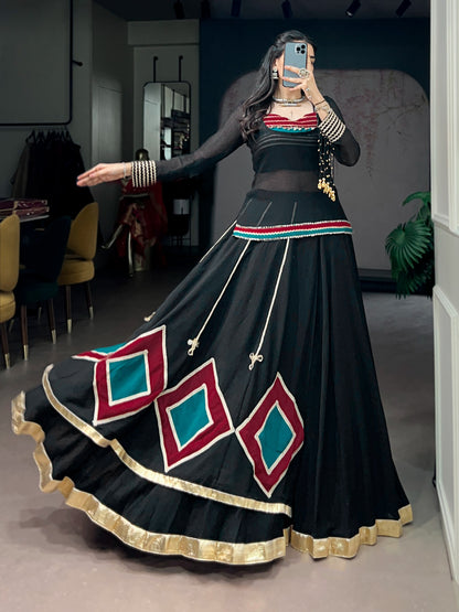 Black Colour Navratri Lehenga Choli with Tunic