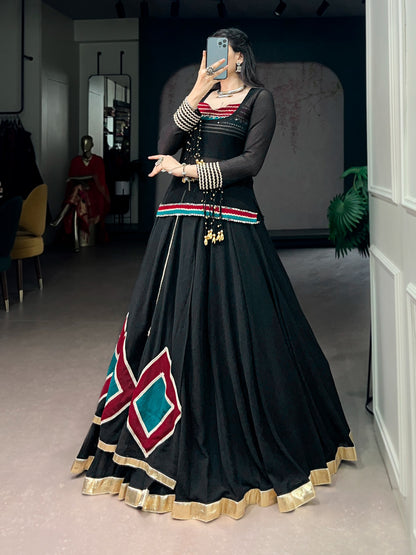 Black Colour Navratri Lehenga Choli with Tunic