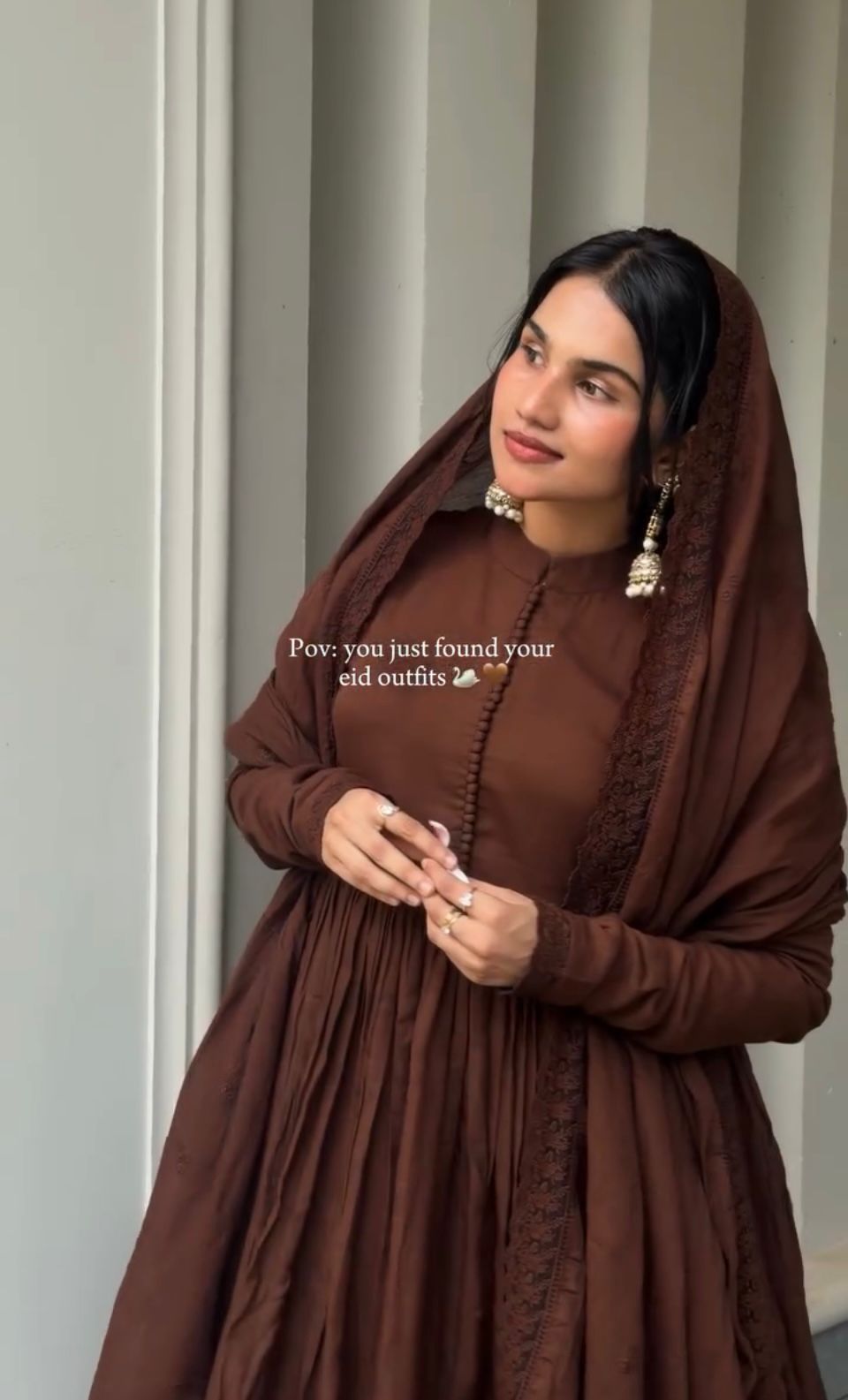 Brown Colour Roman Silk Embroidery Work Anarkali Gown Pant with Dupatta