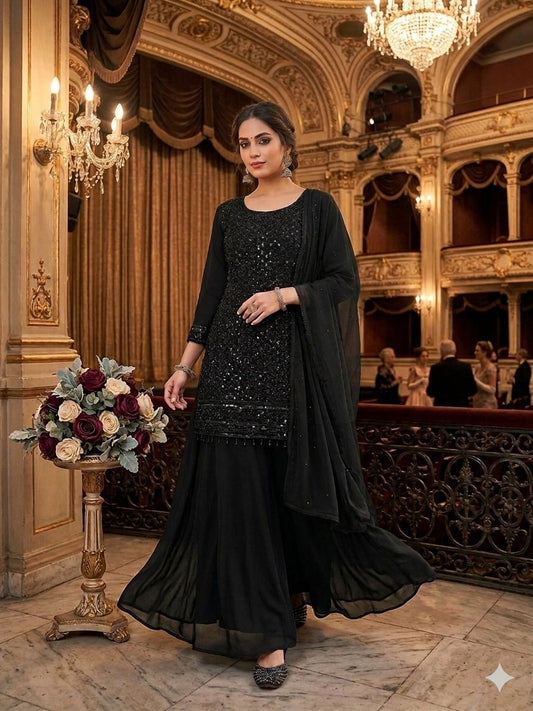 Woman in a black traditional outfit 