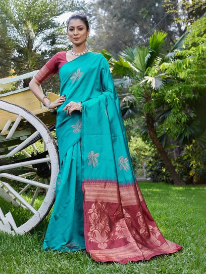 Soft Lichi silk Saree With Unstitched Blouse