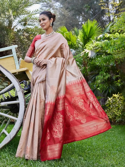 Soft Lichi silk Saree With Unstitched Blouse
