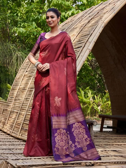 Soft Lichi silk Saree With Unstitched Blouse