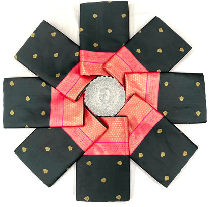 Black color Lichi silk Saree with Unstitched Blouse