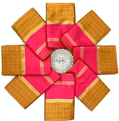 Mustard Yellow color Lichi silk Saree with Unstitched Blouse