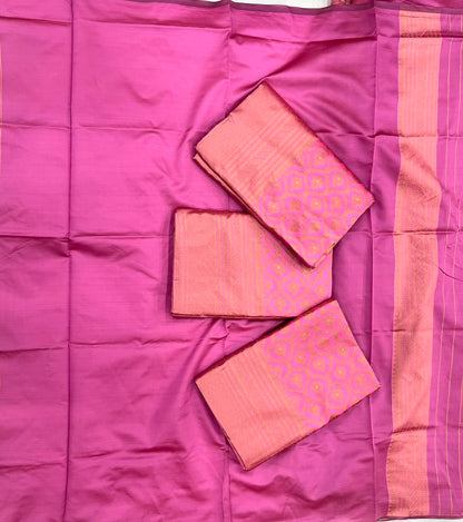 Light Pink color Lichi silk Saree with Unstitched Blouse
