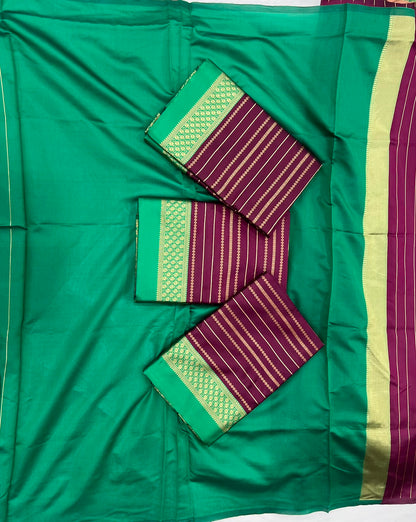 Wine color Lichi silk Saree with Unstitched Blouse