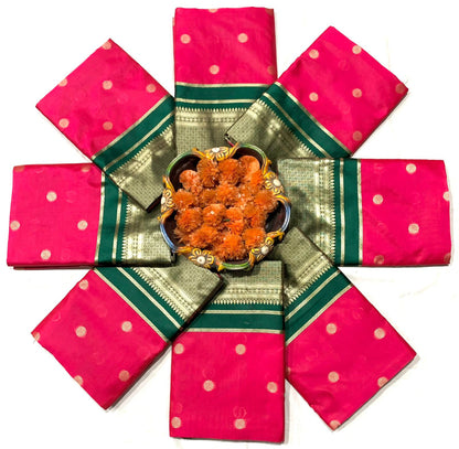 Rani Pink color Lichi silk Saree with Unstitched Blouse