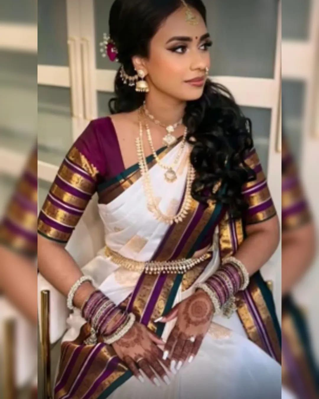 White color Lichi silk Saree with Unstitched Blouse