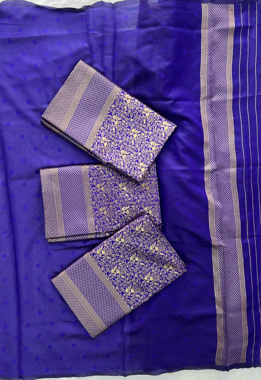 Purple color Lichi silk Saree with Unstitched Blouse