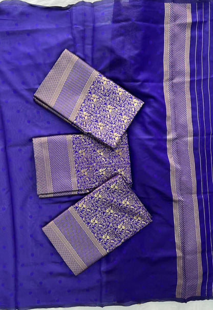 Purple color Lichi silk Saree with Unstitched Blouse