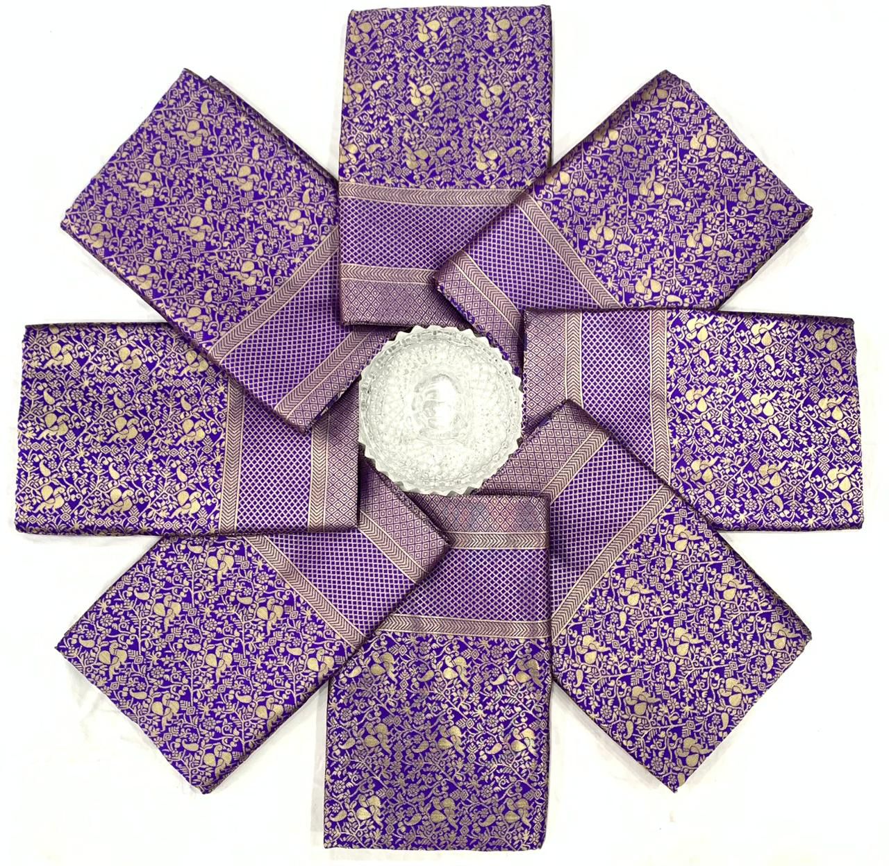 Purple color Lichi silk Saree with Unstitched Blouse