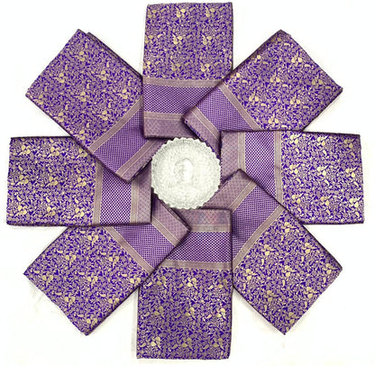 Purple color Lichi silk Saree with Unstitched Blouse